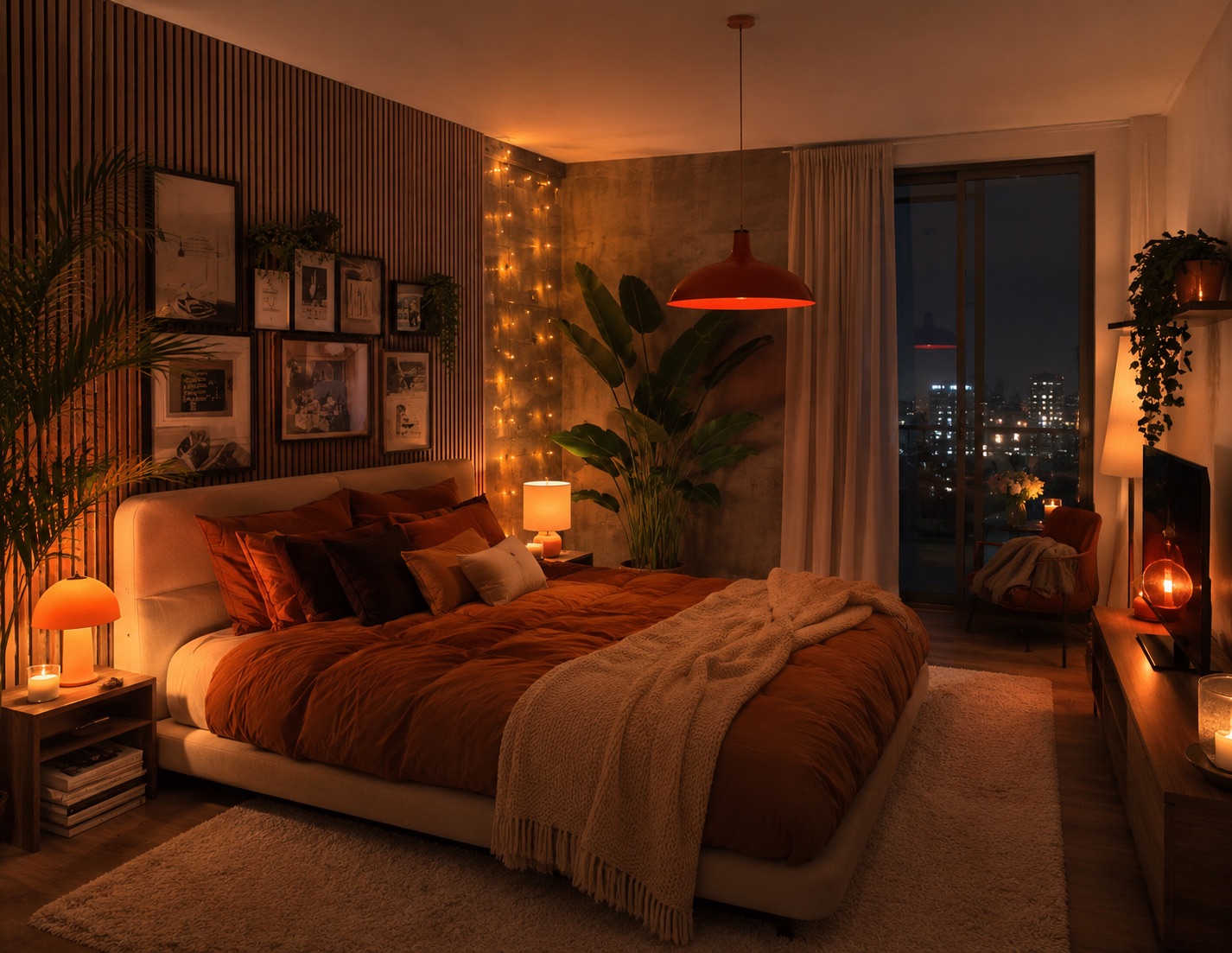 Chambre aux ombres chaleureuses